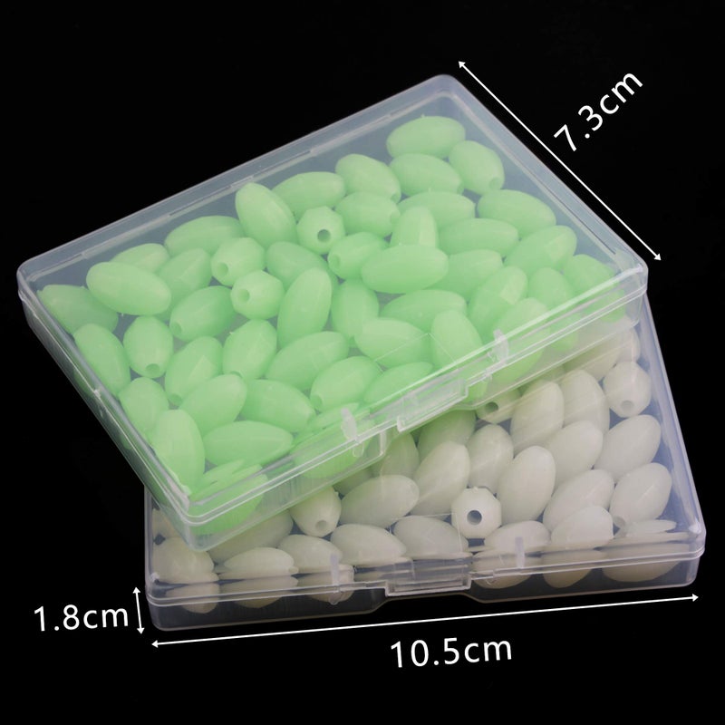 OROOTL Glow Beads Fishing Saltwater, 100pcs Hard Plastic Luminous Fishing Beads Green White Fish Beads Assortment Oval Egg Bead Lures Sea Fishing Tool - Image 5